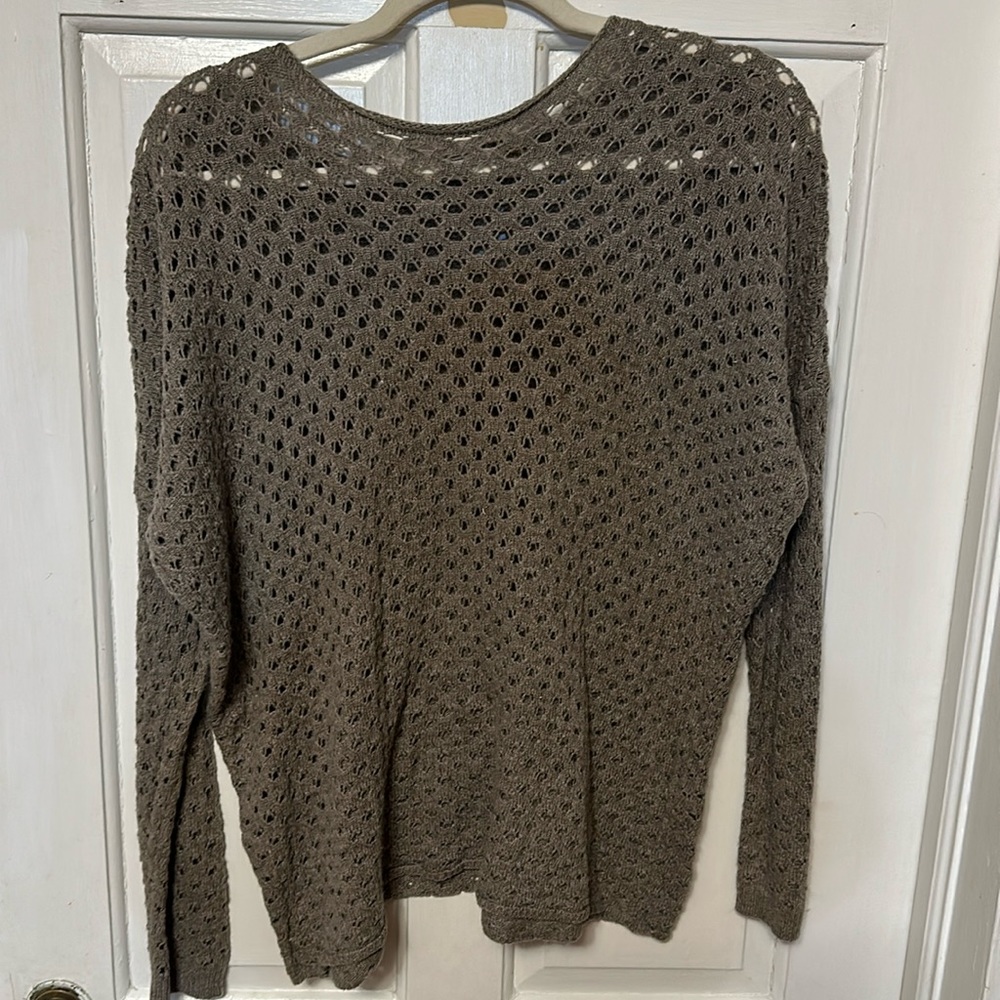 Boho Chic Women’s Oversized Open Whit Brown Sweater size S